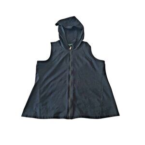 Ralph Lauren Track Athleisure Womens Vest Petite L Hoodie Black Sleeveless